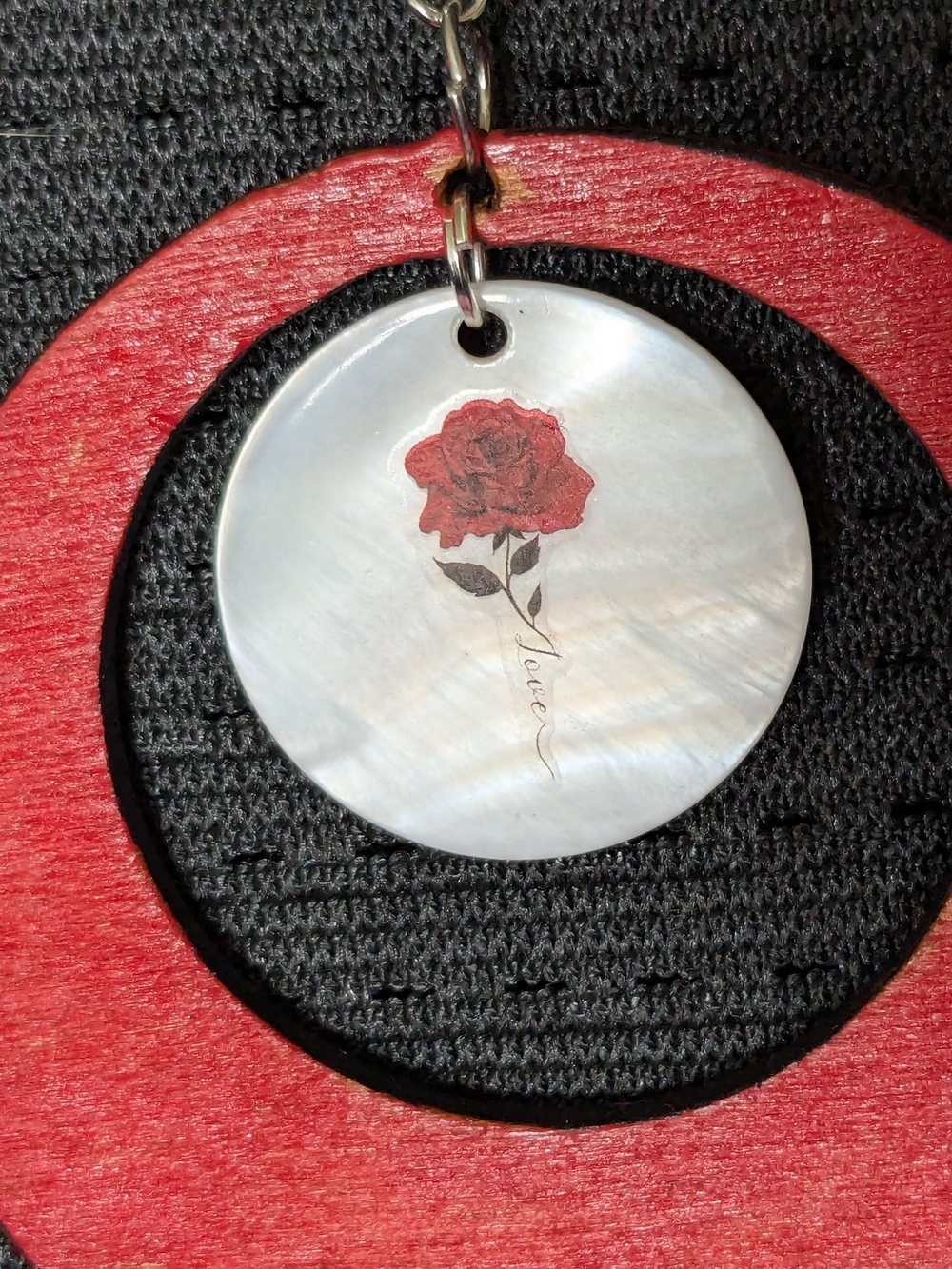 Red Rose Love  Shell Wooden Hoop Earrings 🌹 Women Jewelry